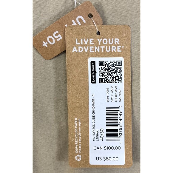 NEW Eddie Bauer Pants Men's 40X30 Horizon Guide Chino Beige Stretch Nylon Hiking - Picture 6 of 13